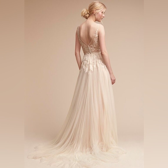 BHLDN Willowby Waters Reagan Lace and Tulle Wedding Gown - Blush - Picture 8 of 14